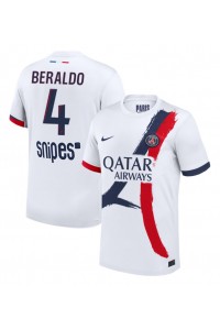 Paris Saint-Germain Lucas Beraldo #4 Jalkapallovaatteet Vieraspaita 2025-26 Lyhythihainen